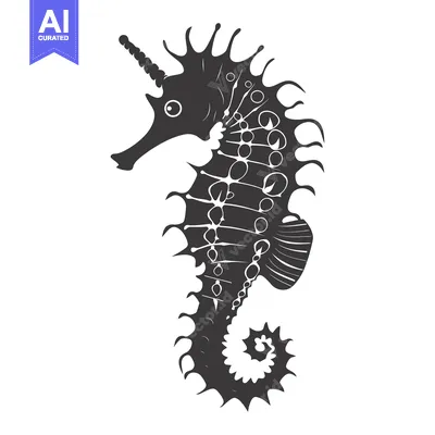 Popular premium asset: A Detailed Silhouette of a Seahorse with a Horn