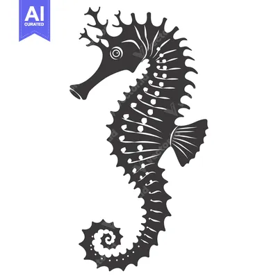 Popular premium asset: Black and White Illustration of a Seahorse with Detailed Features