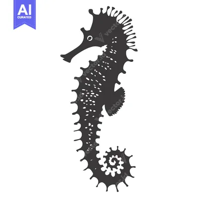 Popular premium asset: A Detailed Black and White Silhouette of a Seahorse