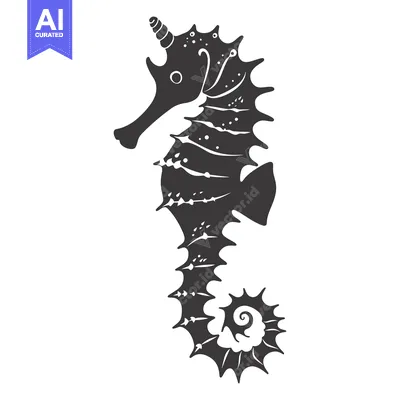 Aset premium populer: A Detailed Silhouette of a Sea Horse with a Curved Tail