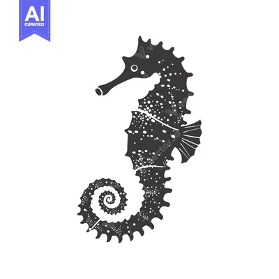 Aset premium populer: A Silhouette of a Seahorse with a Dotted Pattern