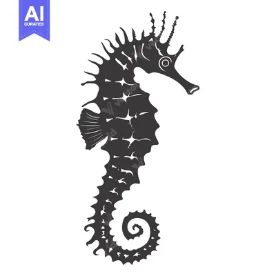 Black and White Silhouette of a Seahorse