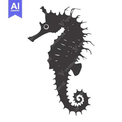 Black and White Silhouette of a Seahorse