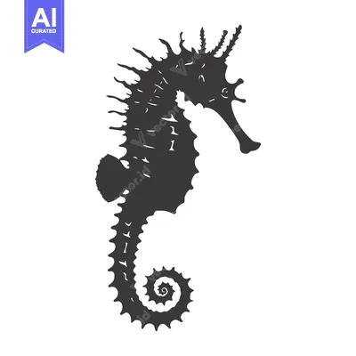 Aset premium populer: Black and White Silhouette of a Seahorse