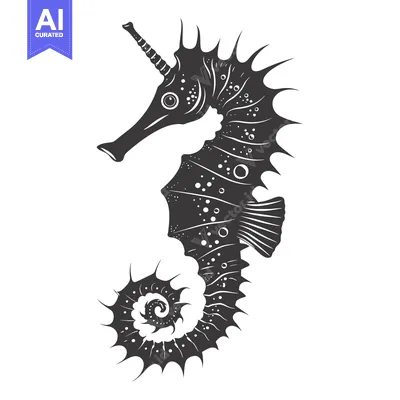 Aset premium populer: Black and White Detailed Illustration of a Seahorse