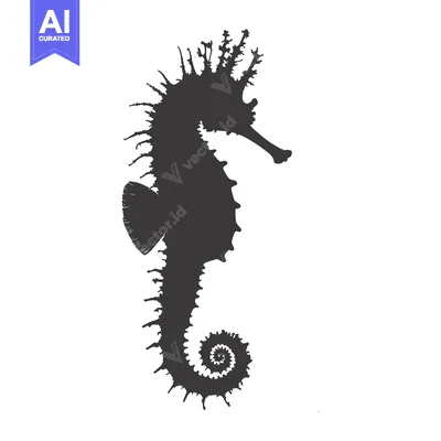 Aset premium populer: A Detailed Silhouette of a Seahorse