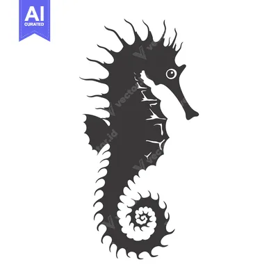 Popular premium asset: A Black and White Silhouette of a Seahorse