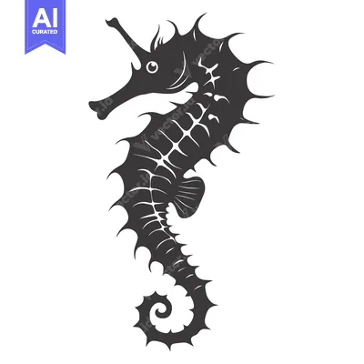 Popular premium asset: A Black and White Silhouette of a Seahorse