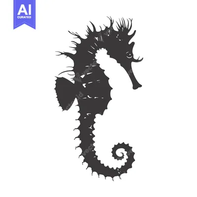 Black and White Silhouette of a Seahorse
