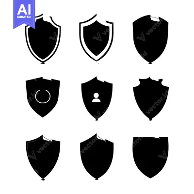 Aset premium populer: Nine Black Shield Icons with Different Damage and Features