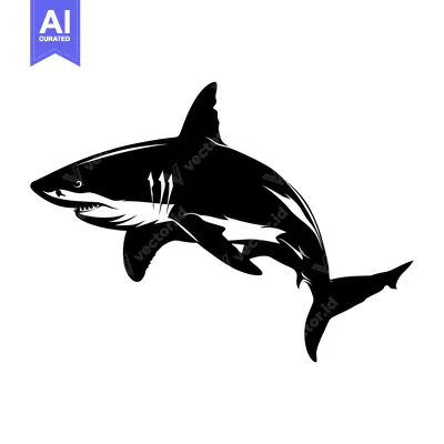 Aset premium populer: Black and White Silhouette of a Shark Leaping Out of the Water