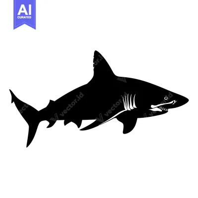 Aset desain premium: Black Silhouette of a Shark Swimming