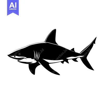 Popular premium asset: Black and White Silhouette of a Great White Shark Swimming