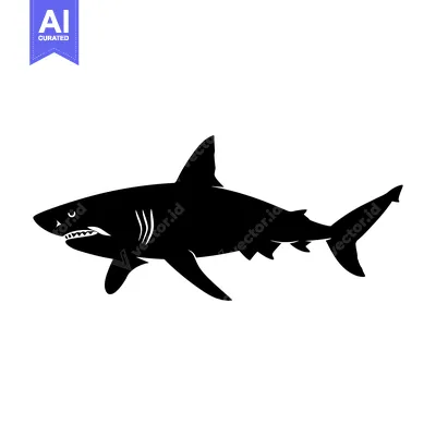 Aset premium populer: Black Silhouette of a Great White Shark Swimming