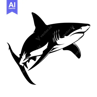 Aset premium populer: Black and White Silhouette of a Shark Jumping Out of the Water