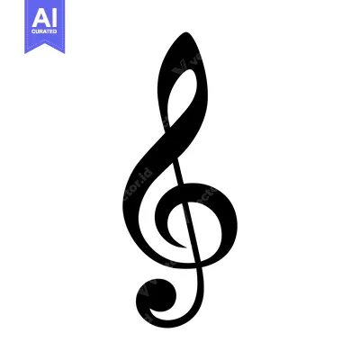 Aset desain premium: A Black and White Treble Clef Symbol