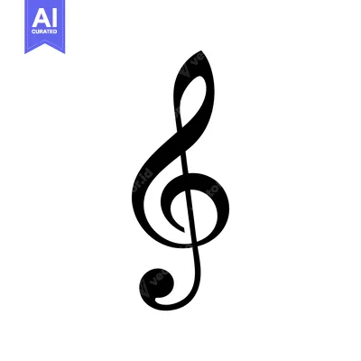 Premium design asset: A Black and White Treble Clef Symbol