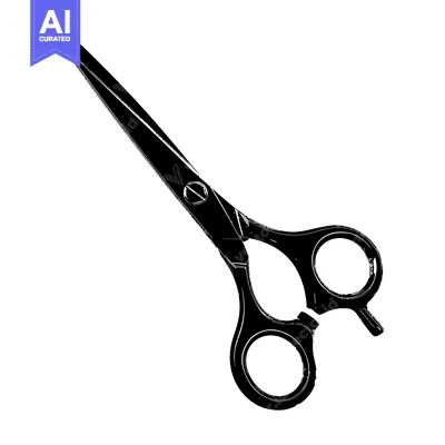 Aset desain premium: A Black and White Illustration of a Pair of Scissors