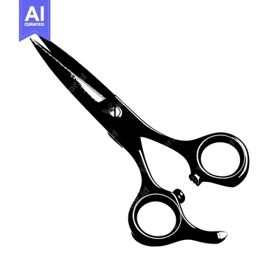 Aset desain premium: Black and White Silhouette of a Pair of Scissors