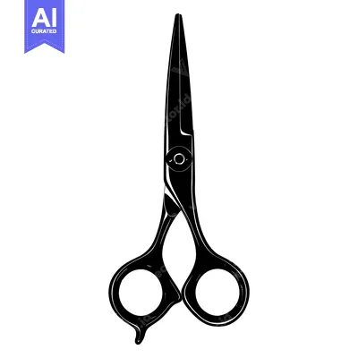 Aset desain premium: Black and White Illustration of a Pair of Scissors