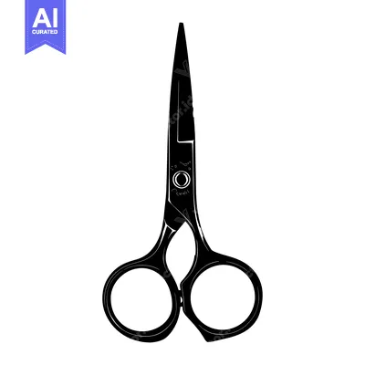 Aset desain premium: Black and White Illustration of a Pair of Scissors