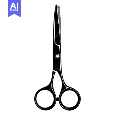 Black and White Silhouette of a Pair of Scissors with a Serrated Blade