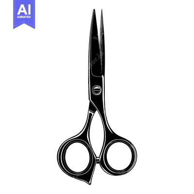 Aset premium populer: A Black and White Illustration of a Pair of Scissors