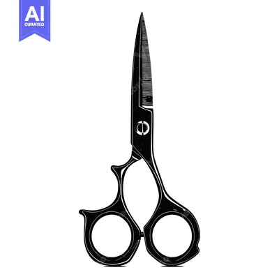 Aset premium populer: A Black and White Illustration of a Pair of Closed Scissors