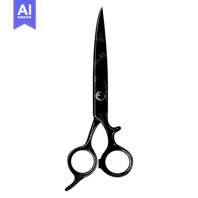 Aset desain premium: Black and White Silhouette of a Pair of Scissors
