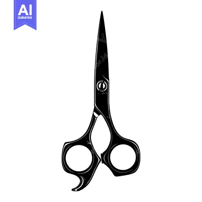 Premium design asset: Black and White Illustration of a Pair of Scissors