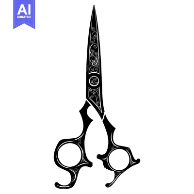 Aset premium populer: Ornate Black Scissors with Intricate Floral Design