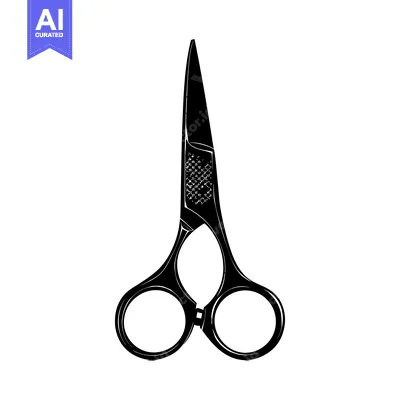 Premium design asset: Black and White Illustration of a Pair of Scissors