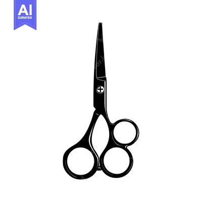 Aset premium populer: Black and White Illustration of a Pair of Scissors with Triple Rings