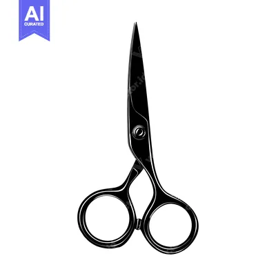 Popular premium asset: Black and White Silhouette of a Pair of Scissors