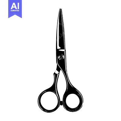 Premium design asset: Black and White Illustration of a Pair of Scissors