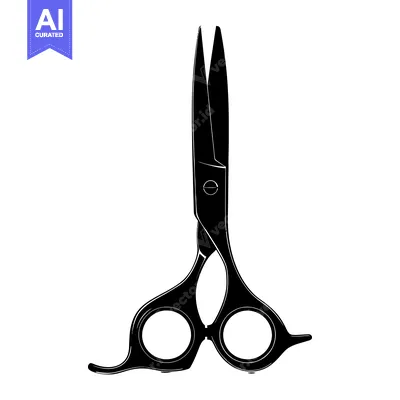 Premium design asset: Black and White Silhouette of a Pair of Scissors