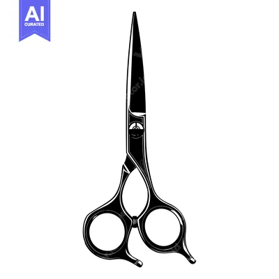 Popular premium asset: Black and White Illustration of a Pair of Hair Cutting Scissors