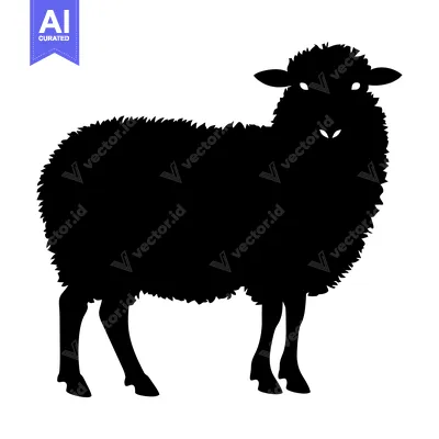 Aset premium populer: Black Sheep Silhouette on a White Background