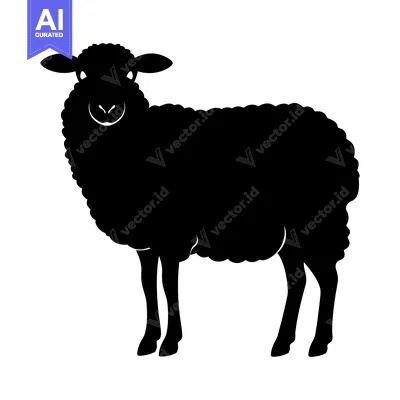 Aset premium populer: Black Silhouette of a Standing Sheep