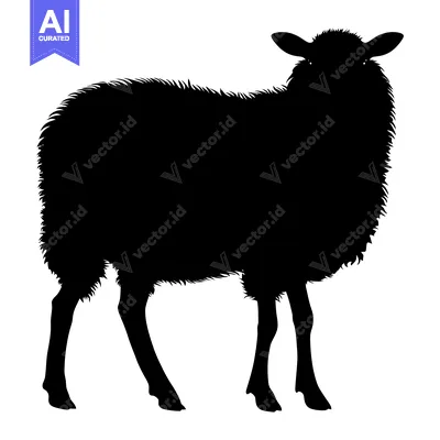 Aset premium populer: Black Silhouette of a Sheep Standing on a White Background
