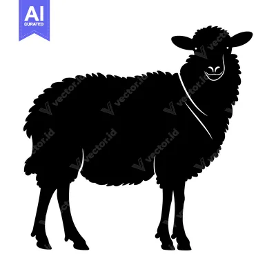 Aset premium populer: Black Silhouette of a Sheep Standing with Its Head Up