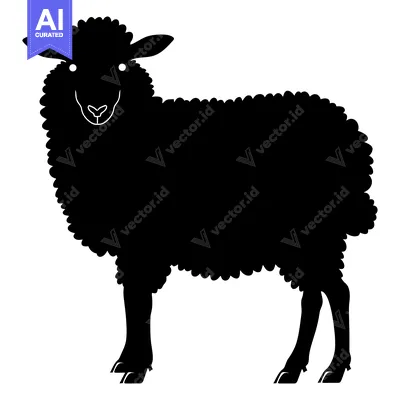 Popular premium asset: Black Silhouette of a Sheep Standing on White Background