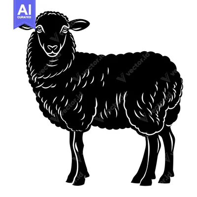 Popular premium asset: Black Sheep Silhouette Standing Isolated on White Background