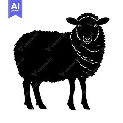 Aset premium populer: Black and White Silhouette of a Sheep Standing
