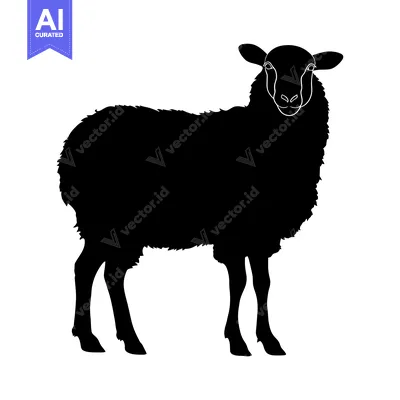 Aset premium populer: Black and White Silhouette of a Sheep