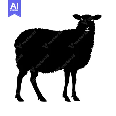 Aset premium populer: Black Silhouette of a Sheep Standing with Its Head Held High