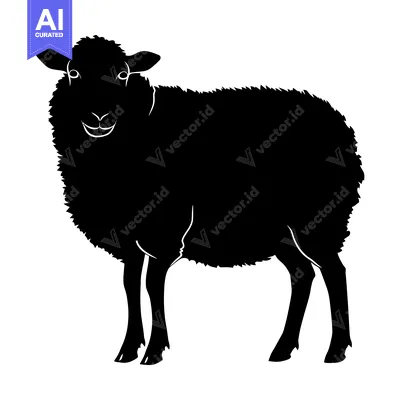 Aset premium populer: Black and White Silhouette of a Sheep