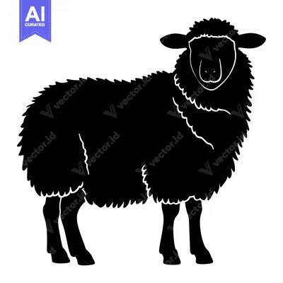 Aset premium populer: Black and White Silhouette of a Sheep