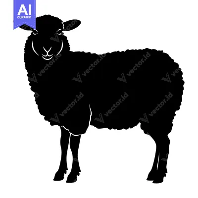 Aset premium populer: Black and White Silhouette of a Sheep Standing