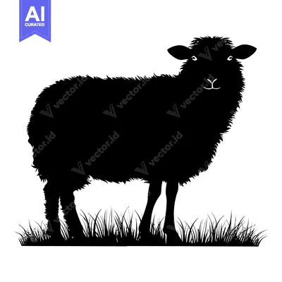 Aset premium populer: Black Silhouette of a Sheep Standing in Grass